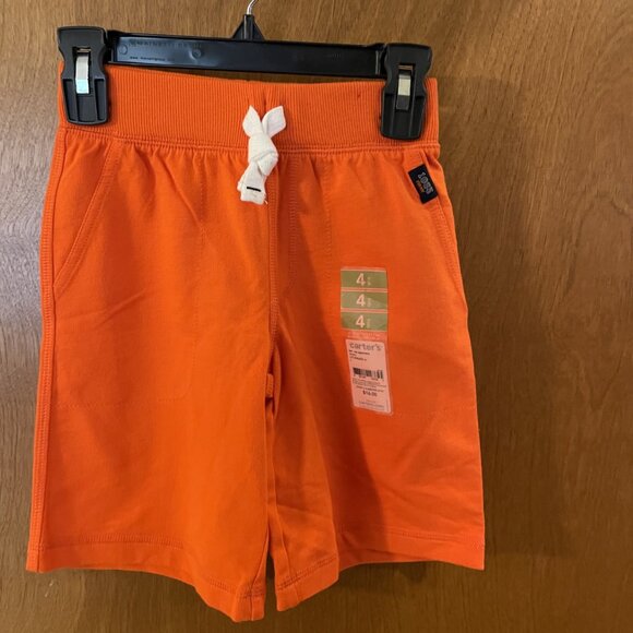Carter's Boys Knit Shorts size 4 NEW Orange Pull On Waist - Picture 2 of 5